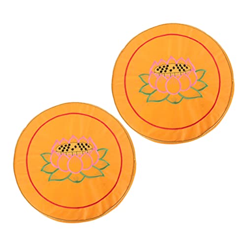 ERINGOGO 2pcs Round Meditation Cushion Handmade Lotus-Flower Printing Floor Mat for Buddhist Worship for Home Office and Temple Use Easy to Clean Comfortable Meditating Mat