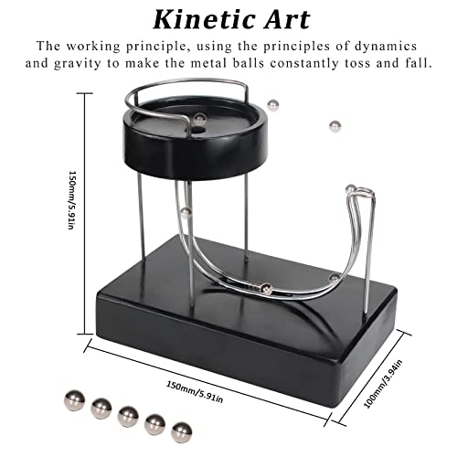 Lafoxla Kinetic Art Perpetual Motion Toy for Home Office, Perpetual Motion Simulator Non-Stop Rolling Ball Toys Science Physics Gadget, Newtons Kinetic Desktop Decoration Toys for Unisex Children