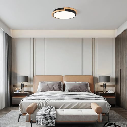 Vikaey Modern Wood LED Flush Mount Ceiling Light Fixture,Blcak Round Ceiling Lighting,Ceiling Lamp for Closets, Kitchens, Stairwells, Bedrooms(11.8In/30CM 4000K) - Cosy Home Interiors Vikaey Modern Wood LED Flush Mount Ceiling Light Fixture,Blcak Round Ceiling Lighting,Ceiling Lamp for Closets, Kitchens, Stairwells, Bedrooms(11.8In/30CM 4000K) - Image 6