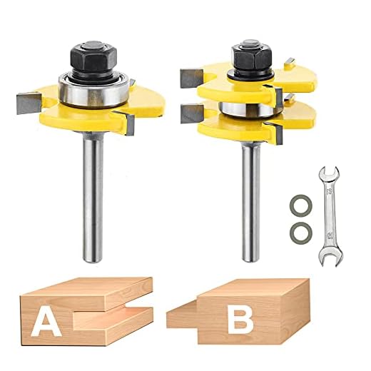 NC NC Tongue and Groove Router Bit Set,2PCS Wood Milling Cutter for Woodworking (14 inch Shank)
