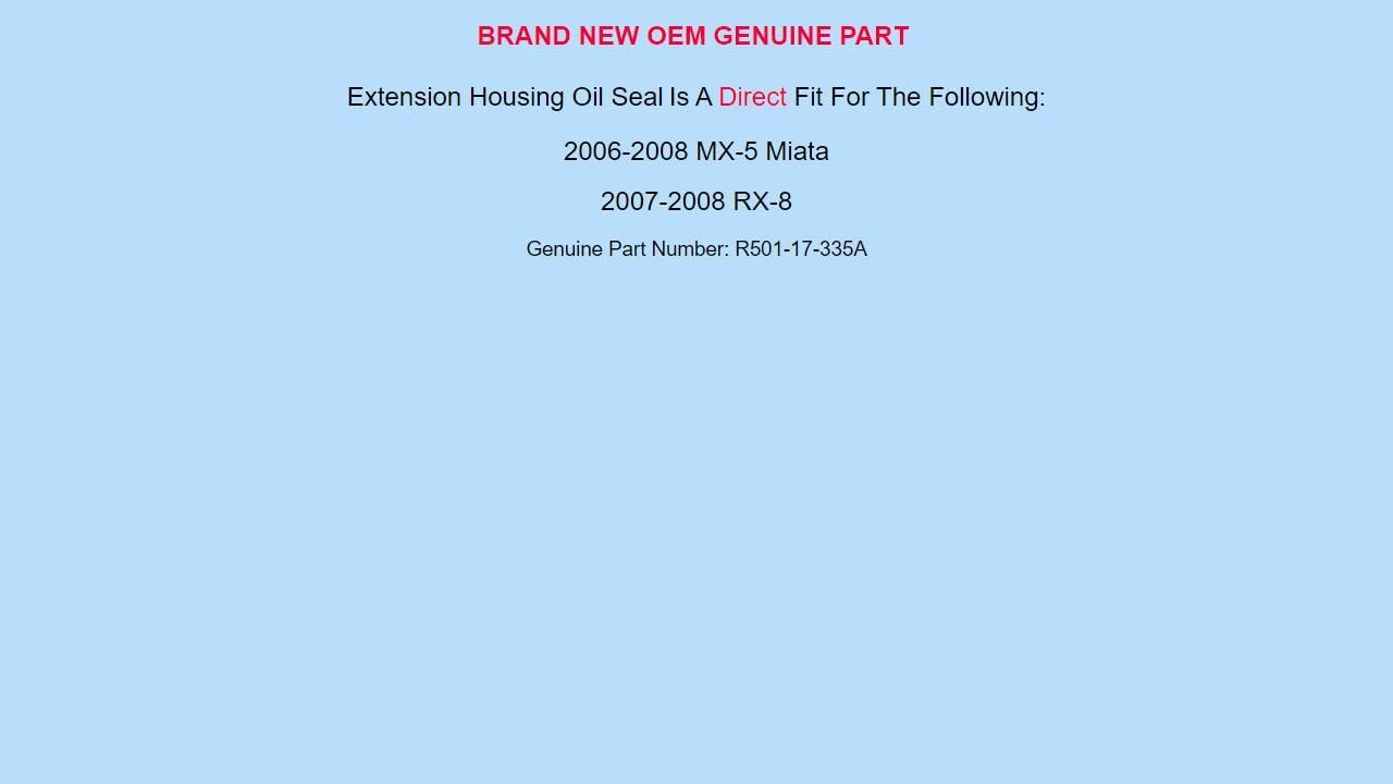 Genuine OEM for MAZDA 1988-2008 Mazda929 MPV Extension Housing Oil Seal R501-17-335A R50117335A