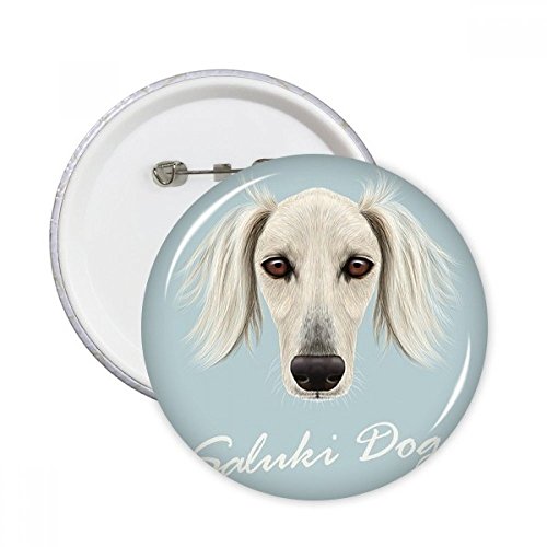 Badge Saluki blanc lot de 5 pin's ronds pour vêtements et décoration de sac
