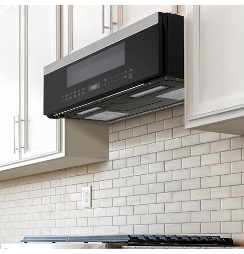 Image of GE Profile 30 inch Over-the-Range Low Profile Microwave, 1.2 Cu. Ft., 1000 Watts, 400 CFM Hood Vent, LED Lighting, Auto Defrost, Installer-Friendly, Stainless Steel, UVM9125STSS