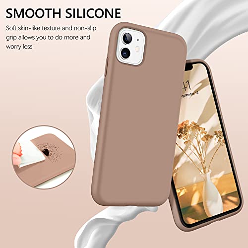 GUAGUA Compatible with iPhone 11 Case Liquid Silicone Soft Gel Rubber Slim Microfiber Lining Cushion Texture Cover Shockproof Protective Anti-Scratch Case for iPhone 11 6.1 Inch 2019 Khaki