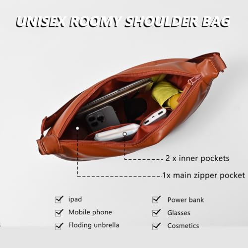 Image of Crescent Bag for Women Men PU Leather Crossbody Bag Large Dumpling Bag Lightweight Hobo Sling bag Shoulder Bag