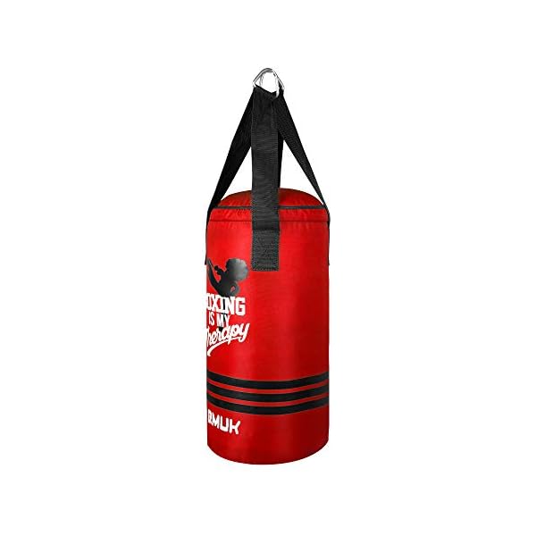QMUK-Kids-Punching-Bag-with-Free-Gloves-for-Kickboxing-MMA-Punching-Bag-Training-Muay-Thai-Sparring-Karate-Taekwondo-Exercise-and-Fitness-50-cm-UNFILLED MatArts Punching Bag for Kids Boxing MMA BJJ Jiu Jitsu Taekwondo Muay Thai Kickboxing Karate Home Gym Training and Fitness Workout Kids Punching Bag 50cm (Red) – UNFILLED