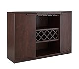 ioHOMES Annadel Contemporary Wine Buffet, Wood Sideboard with Glass Rack, Two Shelved Cabinets and Open Bottom Shelf, Vintage Walnut