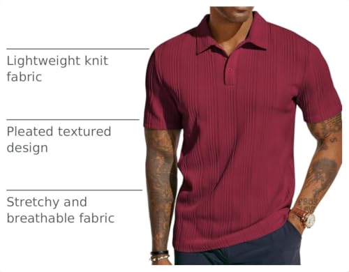 Image of PJ PAUL JONES Mens Polo Shirts Short Sleeve Textured Knit Polos