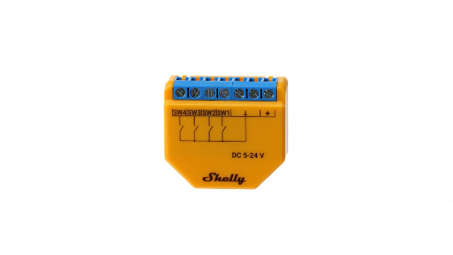 Shelly Plus I4 DC Contrôleur Domotique 4 Entrées - Wi-Fi, 5-24V, Compatible IOS/Android, Scènes Personnalisables