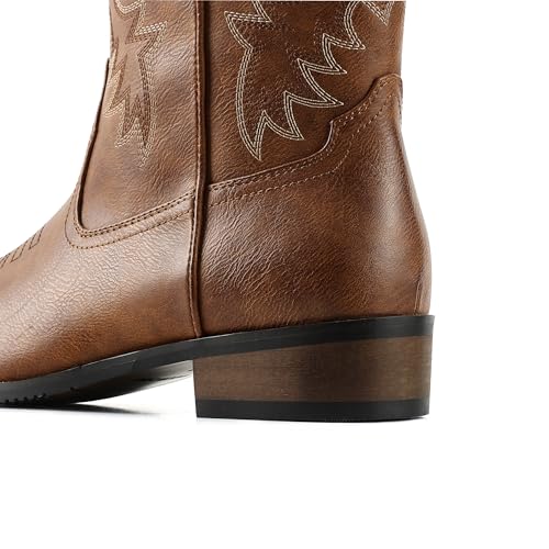 Image of femflame Cowboy Boots for Men Round Toe Distressed Work boots Embroidered Western Boots Traditional Country Boot