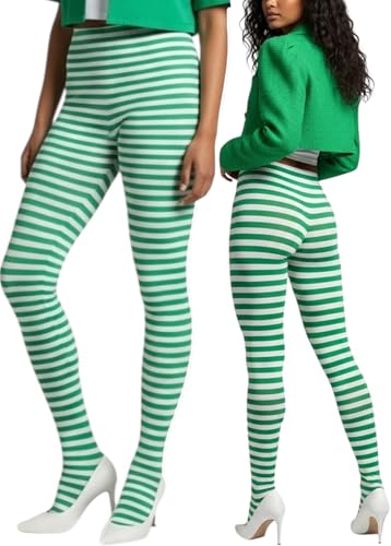 Image of ToBeInStyle Women's Thin Horizontal Stripe Opaque Tights Pantyhose - Regular or Plus