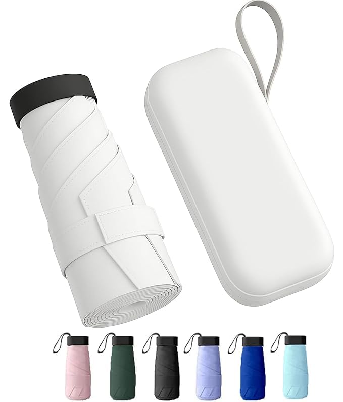 Lightweight Travel Mini Folding Umbrella with Waterproof Case - 6-Rib Compact Sun & Rain Pocket Umbrella for Purse, Windproof for Women & Girls-image-34