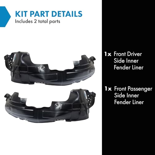Image of TRQ Front Inner Fender Liner Set Compatible with 2011-2013 Kia Sorento KI1248117 KI1249117