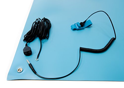 Bertech -Esd High Temperature Mat Kit, 18 Inches Wide X 30 Inches Long X 0.08 Inches Thick, Blue, Includes A Wrist Strap And Grounding Cord, Rohs And Reach Compliant (Assembled In Usa) Product Name #TOP2