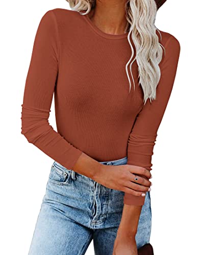 REVETRO Women's Long Sleeve Shirts Fall Crewneck Tshirt Slim Fit Basic Tee Shirt Y2k Going Out Tops…