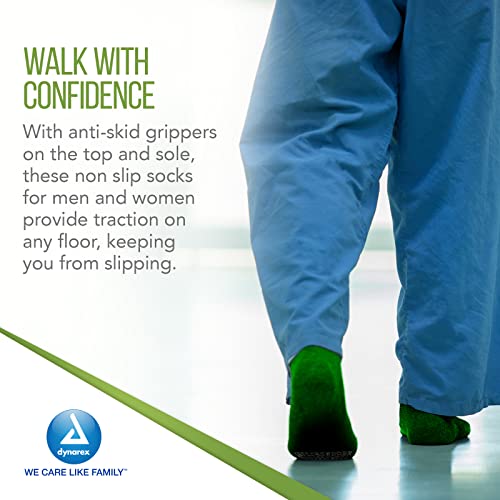 Dynarex Double Sided Non-Skid Socks - Non-Slip Hospital Slipper Socks with Grips, Unisex - Polyester-Spandex Blend - Warm, Fuzzy, No Latex - Medium, 48 Pairs per Case4