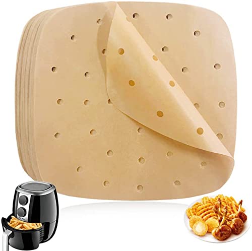 Papel de hornear para freidora de aire caliente,SERKER 200 piezas 8.5 pulgadas Airfryer Papel para hornear,Papel de vapor para cocinar en freidoras,hornos de microondas,vaporizadores y hornos (200)