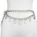 MODRSA Silver Belt Chain Belt for Women Fashion Coin Metal Waist Belts Chains Plus Size Layered Body Chain Pirate Waist Chains Jewelry for Women Trendy Belly Belts Dress Pirate Costume Accessories