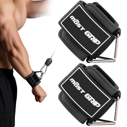 Wrist Cuffs with D-Ring, Wrist Wraps for Weightlifting with Neoprene Padding, Wrist Straps for Cable Machines