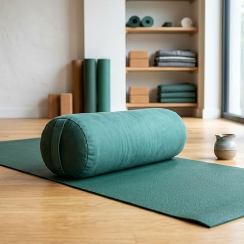 Image of Streetup India Yoga Bolster for Iyengar Yoga With Premium Cotton Washable Cover (Green, Standard)