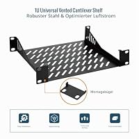 Tecmojo 10 Zoll 1HE 200mm Tief Fachboden, Befestigung Vorne für 10" Serverschränke,Bodenplatte mit Lüftungsöffnungen,Metallregal, Verbesserte Luftzirkulation, Schwarz – Ansicht 7