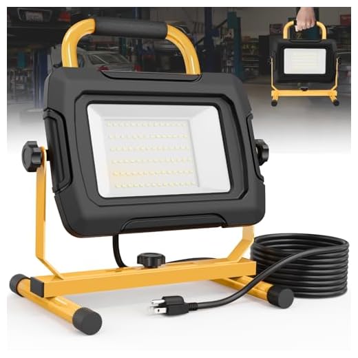 HYPERLITE LED Work Light 5000Lumen: 50W Waterproof Flood Light - Portable Work Light with 6.6FT Cord and Switch for Job Site Garage Workshop Car Repairing Indoor Outdoor Lighting