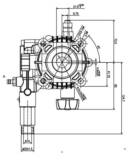 Image of Pressure Washer Pump 2800 Psi 2.5GPM Gasoline Power Washer Pump - Horizontal Pump with 3 /4 inch Shaft M22 Connectors Include Keyway