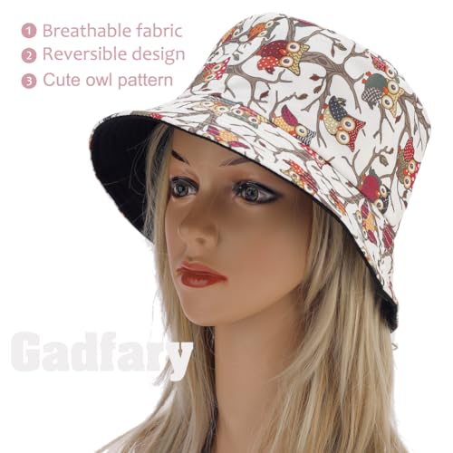Image of Reversible Bucket Hat for Women Summer Travel Fisherman Cap, Girls Cute Double Side Wear Bucket Cap