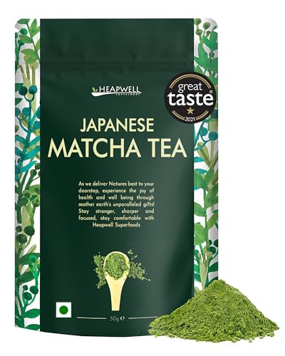 Heapwell Superfoods Japanese Matcha Green Tea Powder, 50 Grams (30 Servings) | Sourced From Shizuoka, Japan