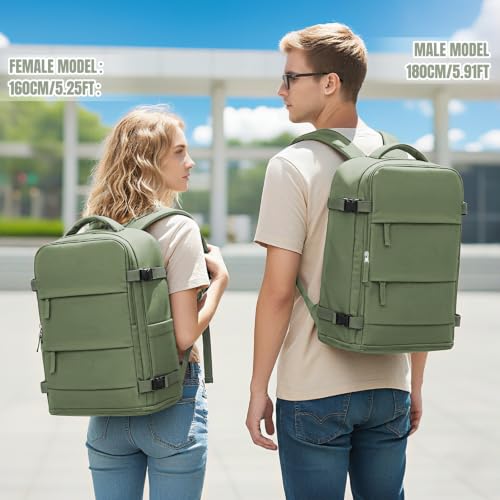 Image of coowoz Travel Backpack For Women Men,Carry On Backpack,Hiking Backpack Waterproof Outdoor Sports Rucksack Casual Daypack travel essentials(Gray Green)