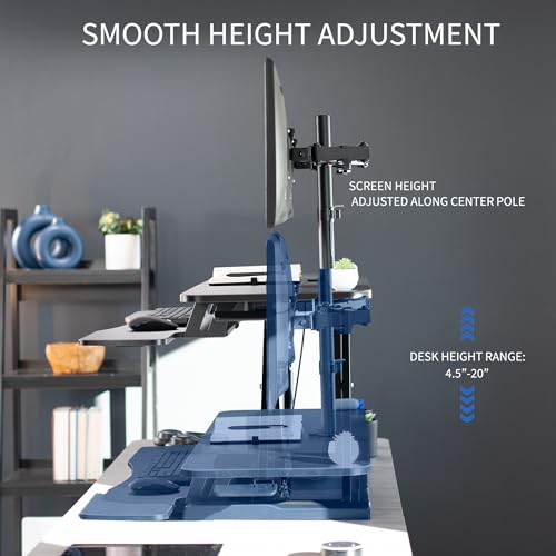 Image of VIVO Height Adjustable 42 inch Standing Desk Converter with Dual 13 to 30 inch Monitor Stand, Sit Stand Monitor Mount and Desk Riser, Black, DESK-V042KB-M2