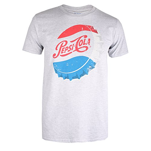 Pepsi Vintage cap T-Shirt, Grigio (Grigio Marl Spo), L Uomo