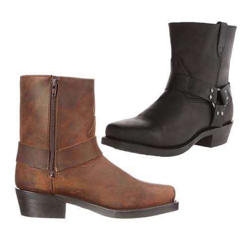 YUMALI Botas De Montar De Motocicleta Para Hombre Steampunk Caballero Botas Cortas Con Cremallera Lateral Moda West Cowboy Boot Zapatos Para Diario (Brown,45)