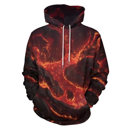 Sweat a capuche homme imprimé lave 3D et pull flamme abstraite
