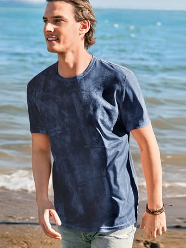 Runcati Mens Short Sleeve Crew Neck T-Shirt Tie Dye Casual Graphic Shirt Hipster Stretchy Tee Tops - Image 3