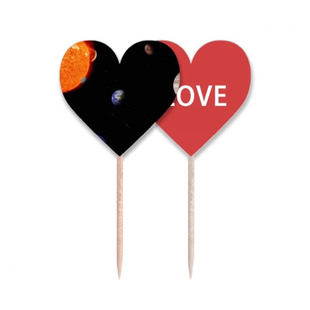 Cure-dents Planet cupcake pic drapeau amour cœur rouge bleu nuit foncé