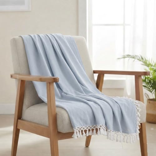 Image of Soft Dull Cotton Bhagalpuri Chadar for Summer | Lightweight and Breathable Chadar for Sleeping | Odhne Wali Chadar for All Season Use Blanket (Teal Blue)
