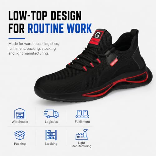 Image of GLANOUDUN Steel Toe Shoes for Men Lightweight Safety Toe Work Shoes Black