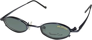 SmartClip 602 Mens/Womens Full-Rim Shape Sunglass Lens Clip-Ons Flexible Hinges Eyeglasses/Glasses (42-23-140, Navy)