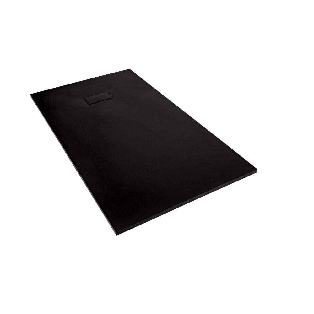 Milano Graphite Rasa Low Profile Rectangular Textured Slate Effect Shower Tray - 1200 X 800Mm