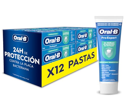 Oral-B Pasta De Dientes Pro-Expert Aliento Fresco, Pack Ahorro 12x125 ml, Combate El Mal Aliento, Dentífrico Antiplaca, Frescor Duradero, Sabor A Hierbabuena Suave