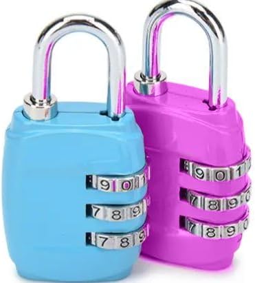 Miniatura 10 de Paquete de 2 cerraduras de combinación de 3 dígitos – Cerradura de equipaje reajustable para mochila, gimnasio, casillero escolar y viajes – Candado