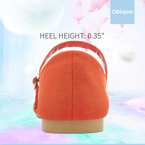 Image of Obtaom Mary Jane Flat Shoes Round Toe Ballet Flats for Women Dressy Fabric Business Flats Comfortable Classic Strap Flats for Office