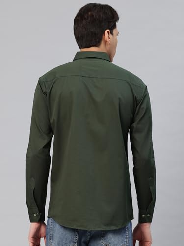 Image of Majestic Man Men's Washed Cotton Twill Casual Shirt -| with Dual Flap Pockets - Slim Fit | Full Sleeve | Casual Wear | Trendy & Comfortable