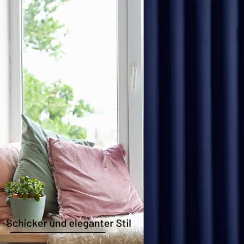 XWZO Blickdichte Vorhänge Verdunklungsvorhänge mit Ösen 2 Stücke Gardienen mit Raffhalter Lichtundurchlässige Vorhänge für… – Ansicht 5