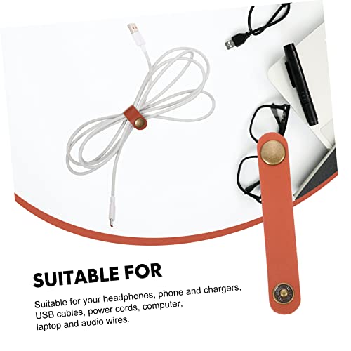 50 unidades de lazos de cable de cuero PU reutilizables, organizador de cables y soporte para cables USB flexibles y suaves, compacto para viajes y uso en casa miniatura 7