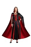 ellzant Womens Vampire Costume Outfit Dress, Gothic Vampire Cape Corset Skirt Shirt Costume Clothes Womens Halloween Costumes (style 1, S)