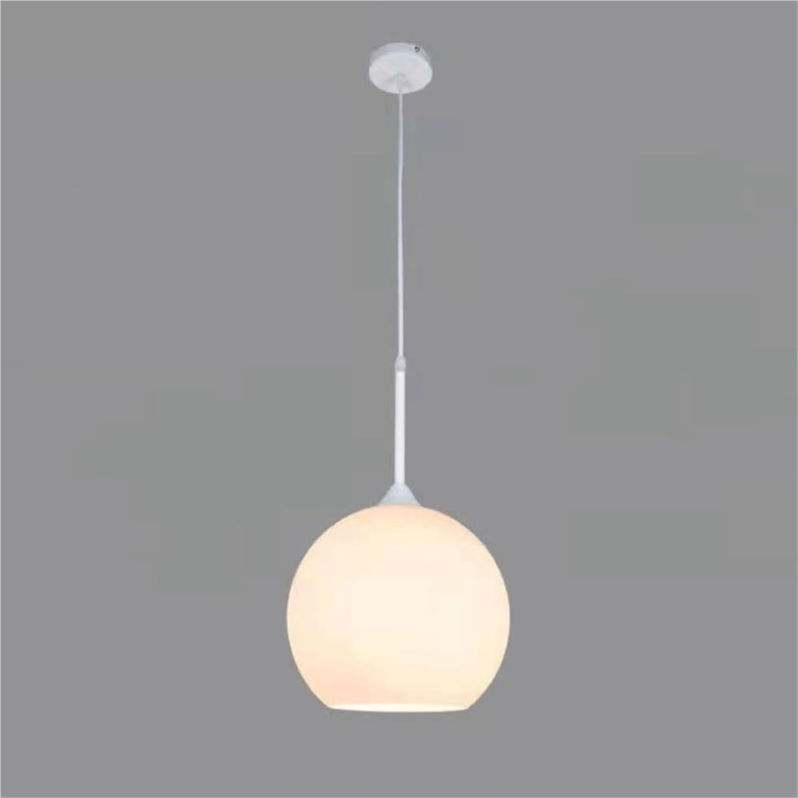 HUAYUSEDF Mini Hand Blown Glass Globe Metal Pendant Lamp Chandelier Hanging Lighting Ceiling Fixture E27 Retro for Kitchen Island Dining Room(White Color,15cm)