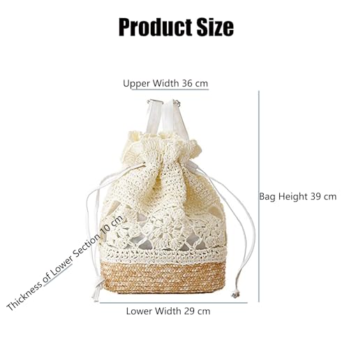 Image of Women Straw Backpack Summer Beach Casual Casual Daypacks,Beige, large
