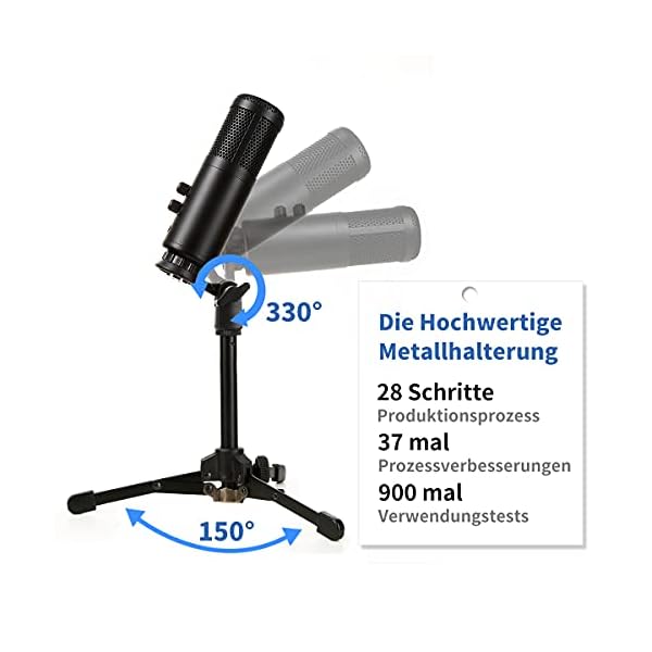Harsso USB Kondensator-Mikrofone Set mit Ständer Popschutz, PC Laptop Standmicrophone Kompatibel mit Mac Windows… – Bild 3